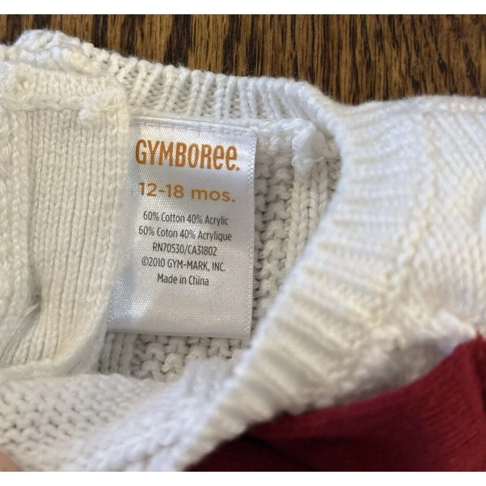 Gymboree Toddler Girls White Christmas Sweater Red Bow‎ 12-18 month Holiday